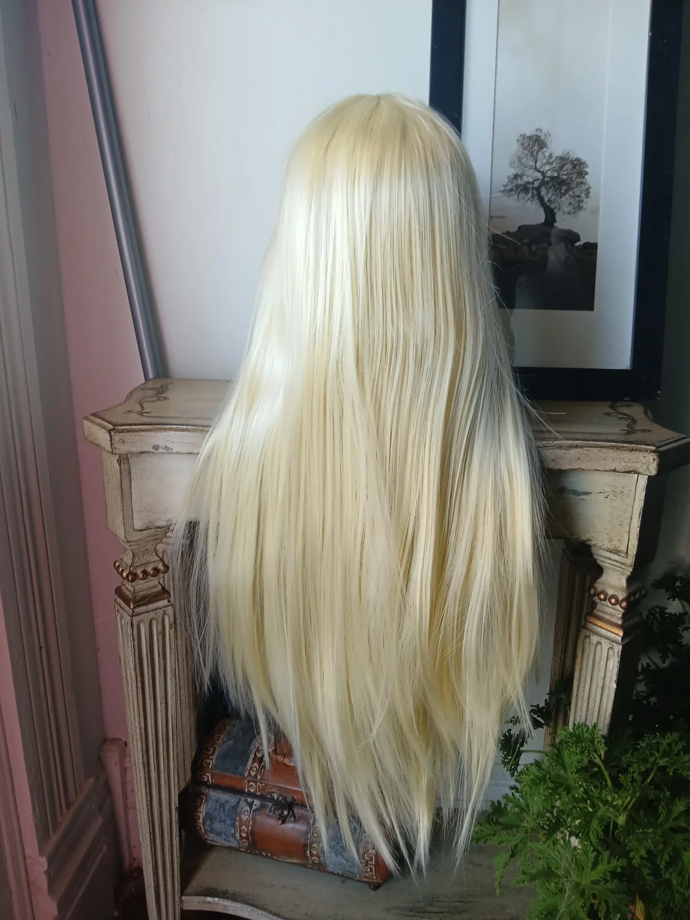 Blonde Long Straight Synthetic Wig - Classic Pale Blonde